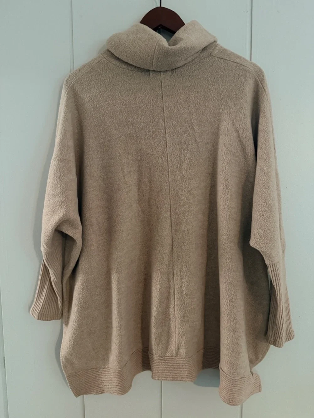 Shop Stevie XS/S Beige Cowl Neck Oversized Poncho Sweater Batwing Cozy